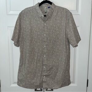 Artefact Men’s Tan and White Floral Short Sleeve Button Up Shirt Size XLT Slim
